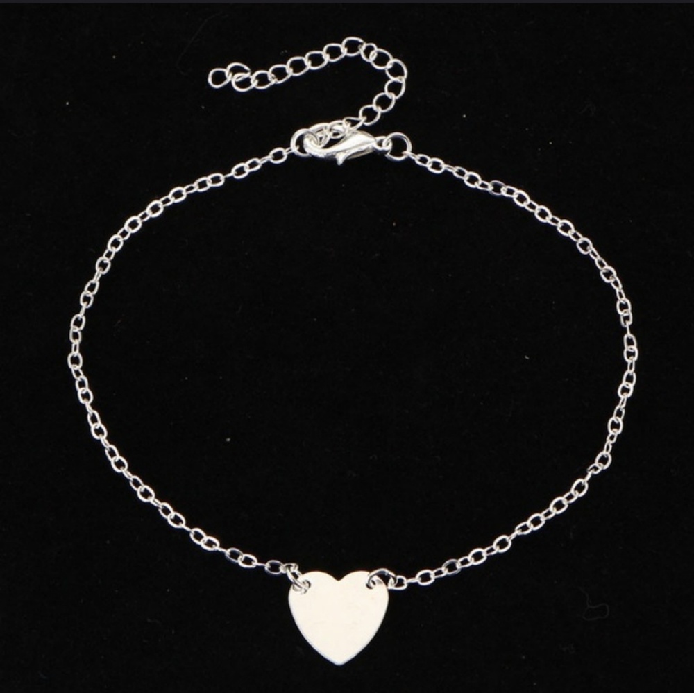 SILVER HEART ANKLET